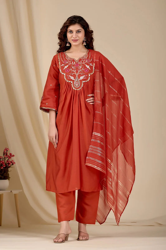 Women's Pure Mul Chanderi Kurta Set