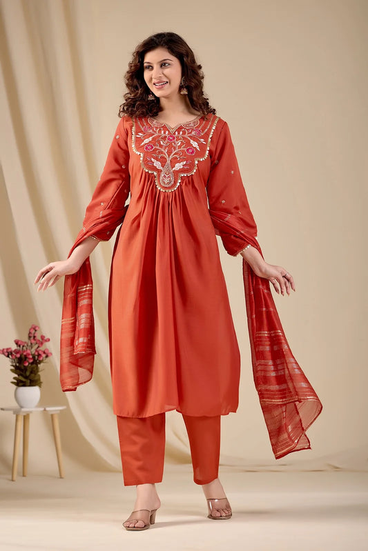 Women's Pure Mul Chanderi Kurta Set